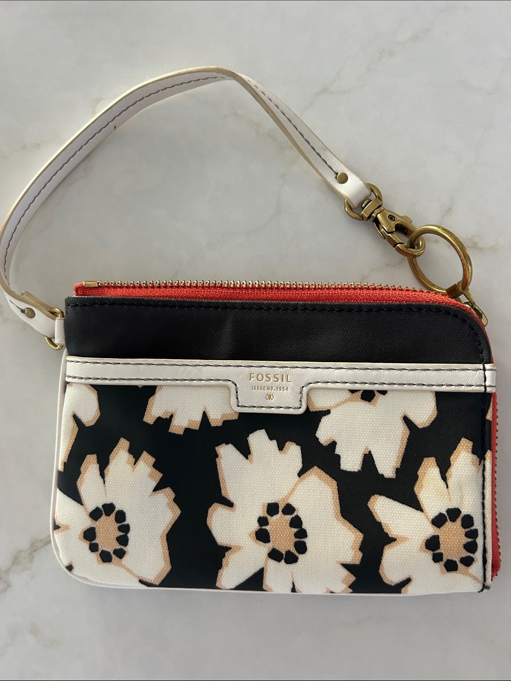 NWOT Fossil Ivy Wristlet Natural Floral Leather &‎ Canvas Wallet